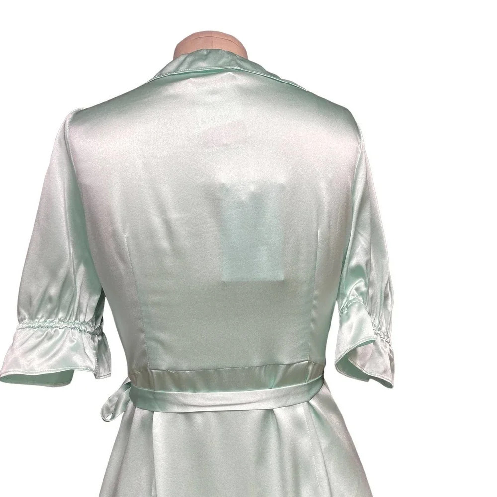 Hill House The Nima Silk Wrap Dress in Mint Size Small - Picture 8 of 12